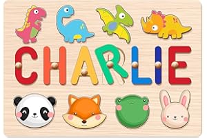 Name Puzzle Personnalisé pour Enfants Puzzle en Bois avec Name et Bebe Puzzle Enfant 1 2 3 Ans Puzzle préscolaire pour garçons et Filles Jouets éducatifs 17 x 0.4 x 3 inches
