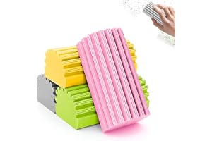 Set med 4 återanvändbara dammsvampar, multifunktionell tvättbar magisk svamp, för socklar, persienner, radiatorer, rengöring