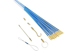 Modonghua Blue Fiberglass Running Wire Cable Coaxial Electrical Connectable Fish Tape Pull Push Rods Kit with Hook and Hole Kit in Transparent Tube, 10pcs(Blue,size:0.16x13inch)