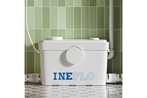 INEFLO 750W Macerator Pump, Non-Clog Stainless Motor Housing for Household Basement Sink/Shower/Washer Sewage Wastewater Up-Flush Up to 11m, Auto Start & Stop Grinder Pump, Quiet Operation