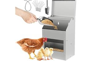 Monucep Hühnerfutterautomat 4,5KG – Futterspender Hühner verzinkter Stahl mit Deckel & Wandhalterung – Geflügelfutterspender für Hühner, Enten & Geflügel