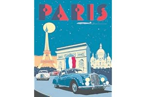 Inga Plaque en métal Art Déco Paris Tour Eiffel France 20,3 x 30,5 cm