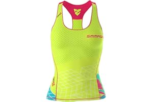 SMMASH Go Candy Neon - Camiseta deportiva de tirantes para mujer, camiseta funcional para crossfit, fitness, yoga, corte ajustado, transpirable y ligera, fabricada en la UE