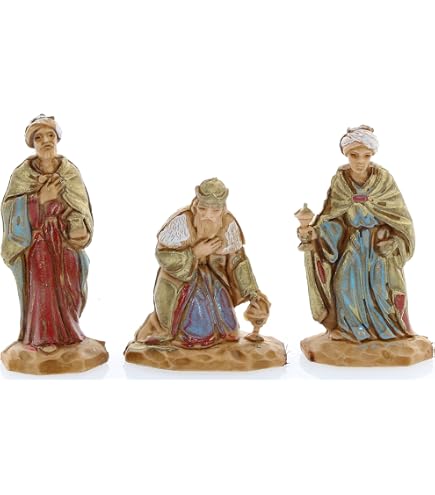 Rois Mages Figurines Noël 15cm - Set 3 Pièces Scène Nativité Bethléem