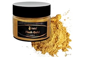 ‎AARTSZ AArtsZ Epoxidharz Farbe Mica Pulver, 20g Flash Gold; Perlglanz Epoxidharz Pigment metallischer Powder für Seifenfarbe, Schmuckherstellung, Nagellack, Epoxidharz, Schleim, Kerzenherstellung, Badebomben