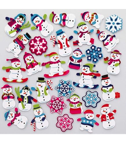 Baker Ross Adesivi Natalizi In Schiuma Per Bambini – Confezione Da 200 Pezzi (25 Disegni) – Palline Di Natale Per Lavoretti E Scrapbooking