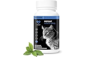 Peticare vermifugo in Polvere per Gatti | Efficace sverminante a Base di Erbe | Infestazione preventiva e acuta di Vermi | Antiparassitario con ingredienti 100% Naturali | petCat Health 3605 (60 g)
