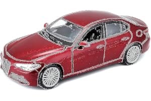 BBURAGO - Alfa Romeo Giulia - Realistisk modellbil i skala 1:24, Officiell Alfa Romeo-licens, Rekommenderas för barn från 3 år