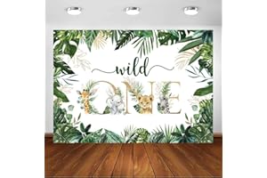 Avezano Safari 1st Birthday Background Wild One Forest Jungle Photo Booth Backdrops Elephant Baby Animals Photography Banner Cake Table Decorations Photobooth Props (7ft x 5ft)