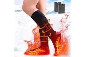 HUIKUANGEU Calze Riscaldate a Batteria, Scaldapiedi Elettrico ai Ginocchio, Unisex Calzini Riscaldanti Invernali