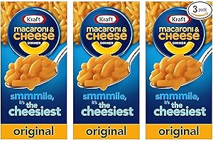 Kraft Mac & Cheese 3-Pack, 206 Gram Each, Original Gourmet Cheese Dinner, Instant Meal, American Food, Mac and Cheese, Comfort Food - The All American Meal! Brought To You By SMART BUNDLES