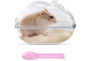 YSQEVN Baño de Hámster Contenedor de Baño de Arena Accesorios Inodoro Transparent para Animales Pequeños Mascotas Jaulas Chinchilla Guinea Pig Hurón Gerbil con Pala de Arena