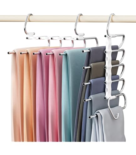 Cintre Pantalon Bois 2 Pièces - Gain De Place 4 Niveaux - Barres Antidérapantes - Pour écharpes Et Serviettes