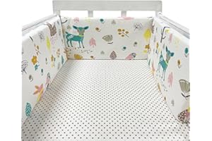 AOCASE Paracolpi Lettino e Culla Neonato Cotone Paracolpi Lettino Paracolpi per Lettino con Cinghia Fissa Paraurti COT Morbida e Traspirante Air Mesh Paracolpi Culla Lavabile,No15,120cm