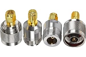 TUOLNK Kit de connecteur d'adaptateur coaxial Kit de connecteur SMA vers type N Couvercle Routeur d'antenne N vers SMA Kit d'adaptateur d'antenne SMA 4G Adaptateur SMA vers type N Ensemble de 4 types
