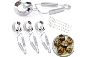sylbx 4 Pcs Pince à Escargot Acier Inoxydable Mini Pinces de Cuisine Escargot Pince de Service,Livré Avec 4 Petites Fourchettes, Adapté Au Pique-Nique Buffet Barbecue Bar de FêTe De Mariage