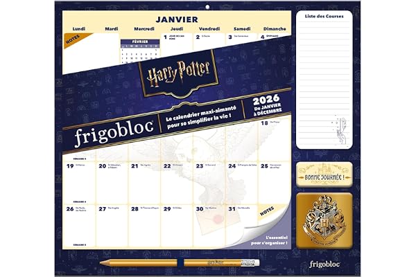 Frigobloc Mensuel 2026 Déco Harry Potter (de janv. à déc. 2026) - Edition 2025