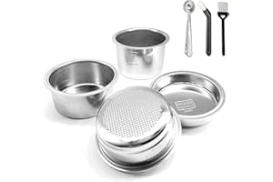 ‎NEOUZA NEOUZA Kosz filtrujący ze stali nierdzewnej 51 mm 1/2/4 filiżanki do espresso bez dna portafilter, kompatybilny z ekspresem do kawy Delonghi, Breville 51 mm. Prezent: filtr ślepy i klips do miarki
