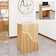 WCLDYLH Small Reception Desk, Front Desk Reception Counter with LED Lights,Retail Checkout Counter Wooden Computer Table for Office/Churches/Classrooms/Salon/Store