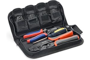 IWISS iCrimp Ferrule Crimping Tool Kit with Wire Stripper and Cable Cutters, 0.5–6 mm² (AWG 20–10), Includes 5 Dies Sets, Oxford Bag, for Bootlace, Insulated & Non-Insulated Cable Terminals