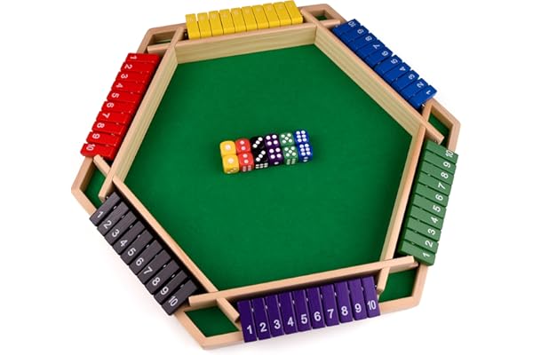 Havnidy Shut The Box - Jeu de Table en Bois pour 6 Joueurs - Jeu de dés Classiques - Jeu de Voyage - Jeu de dés Traditionnels en Bois pour Pubs - Grands Jeux de société pour l'ensemble