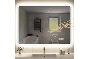 STARLEAD 500x700 mm Bathroom-Mirror-with-LED-Lights for Wall, Bluetooth, Anti-Fog, 3 Colors Dimmable Bathroom-LED-Mirror, Memory Function, HD Tempered Glass, IP44 Smart-Mirror(Horizontal/Vertical)