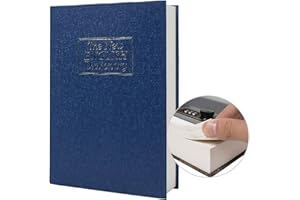 PACOLO Echtes Papiertransferbuch sicher für Schmuck, Geld und Bargeld, hohl mit verstecktem Fach, Schlüssel und Zahlenschloss (Passwortsperre, Blaues Wörterbuch)