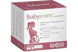 ‎BABYFORTE BabyFORTE® FolsäurePlus | vegan | Schwangerschaftsvitamine - Kinderwunsch Vitamine | 16 Nährstoffe | 180 Kapseln + Laborgeprüft