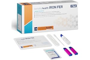 Kit de Test à Domicile Ferritine Berkeley Health pour l'Anémie | Détecte la Carence en Fer dans le Sang Prélevé par Piqûre au Doigt | Rapide et 96,6% Précis | Kit de Test Facile à Suivre | 1 Test