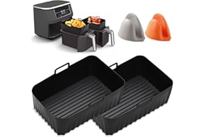 KULAMO 2 Pcs Airfryer Silikonform für Ninja AF400EU AF300EU 9.5L, Airfryer Zubehör für Ninja Foodi Max Dual Zone, Air Fryer Accessories für Innsky, Princess Heißluftfritteuse