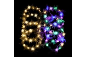 Danolt Led Haarschmuck，10pcs Led Blumenkranz Haare Haarreif Weihnachten Led Haarreif Weihnachten Erwachsene ，Geschenke FüR Frauen Weihnachts Kopfschmuck Heiligenschein Silvester Haarreif