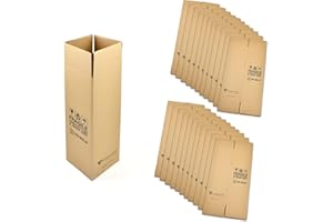EVG Evergreen Goods 20 X Single Wine Bottle Box - 370 X 130 X 130mm | Protective Packaging Cardboard Carton | Ideal for 75cl / 750ml Glass Bottles Wine Beer Ale Spirits & Champagne | Quantity Discounts