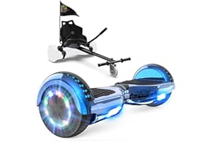 GeekMe hoverboards go kart attachment, Hoverboards with Hoverkart 6.5 inch with Bluetooth Speaker, LED Lights, Gift for Kid, Teenager and Adult
