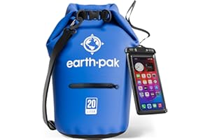 Earth Pak Bolsa Seca Impermeable de Serie Torrent para Kayak, canotaje, Senderismo, Camping y Pesca con Estuche para teléfono a Prueba de Agua (Azul, 20L)