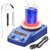 Magnetic Stirrer Hotplate 5 Inch LED Display Digital Lab Stirrer 100-1500RPM 600W 280°C PT1000Sensor Digital Magnetic Mixer w