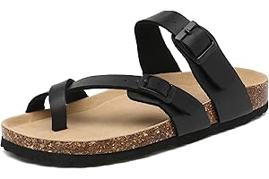 Mesing Ciabatte Infradito Donna Estive con Plantare in Sughero Comodi Sandali Ortopedici Pelle Scamosciata Antiscivolo Pantofole