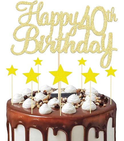 Decorazione Torta 38° Compleanno - Cake Topper Nero Oro Con Palloncini E Coriandoli - Foto 5