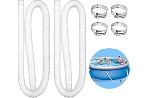 DAZZTIME 2 pièces Tuyau pour Piscine, Tuyau de Rechange Hors Terre 32mm, 4 Pinces Métalliques, Piscine Hors Sol (1.5m)