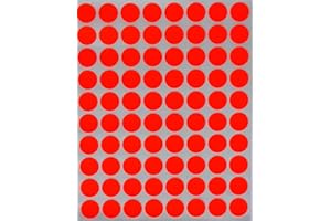 Royal Green Adesivi Rotondi Rossi Fluorescenti 13mm di Diametro - Etichette Adesive Colorate Scrivibili Multiuso - Bollini da 1,3cm - Confezione da 1200 Pezzi