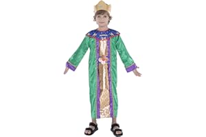 Sincere Party Christmas Nativity Wise Man Costume for Kids Xmas King Dress Up with Fabric Crown
