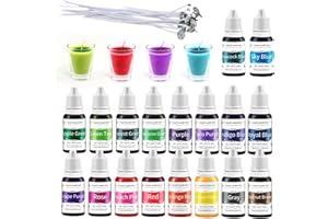 Retazly Liquido Colorante Candele, 18 Colori Coloranti Candela Tintura per Cera di Soia con 18 Stoppini, Fai da te Candele Colorate Kit per Fare le candele/Paraffina/Cera d'api/Cera Gel