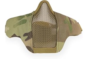 LEJUNJIE Maschera a mezza maschera tattica regolabile in rete d'acciaio, confortevole stile militare, adatta per tiro softair / caccia / paintball