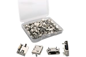 RUNCCI-YUN 100 pièces Micro USB Type B Femelle 180 degrés, 5 Broches SMD SMT à souder pour téléphone Electronique Raspberry DIY