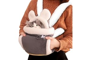 PETCUTE Zaino per Gatti,Morbido Borsa Porta Cane Taglia Piccola,Trasportino a Zaino Gatto in Peluche,Zainetto per Gatti Piccoli con Doppie Tasche,Zaini per Trasporto Cani con Tracolla Allargata