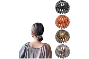 LUVADEYO Juego de 4 pinzas para el pelo con diseño de nido de pájaros, pinzas para el pelo, extensibles, pinzas grandes para el cabello de niñas y mujeres (negro brillante)