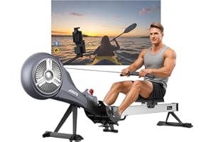 JOROTO Rowing Machines, Foldable Air Magnetic Rowing Machine with 10 Resistance Levels, Supports Bluetooth & Kinomap, 158KG Capacity, Smart Backlit Monitor, Heavy-Duty Indoor Rower for Home & Gym Use