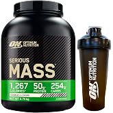 Optimum Nutrition Serious Mass Whey Protein Powder for Muscle Mass with Creatine Glutamine and Vitamins Cookies &amp; Cream 6 lbs