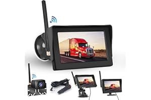 Hodozzy Kabellos Digital Rückfahrkamera Set mit 4,3 Zoll IPS Bildschirm Monitor und AHD Kamera Nachtsicht Wasserdicht IP68 Backup Rückfahrkamera, Wireless Einparkhilfe 12V für Auto, LKW, KFZ