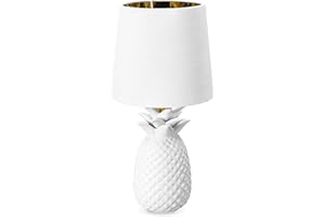 Navaris Lampa stołowa w stylu ananasowym – wysokość 35 cm – dekoracyjna lampa ceramiczna na stolik nocny lub stolik pomocniczy – lampa dekoracyjna z gwintem E14 w kolorze biało-białym