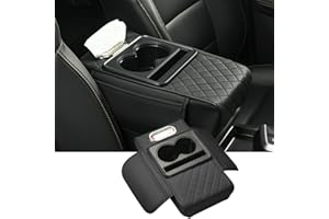Edotim Arm Rest Cover for Car, Microfiber Leather Car Center Console Cover with 2 Storage Bags, 2 Cup Holders and a Tissue Box, Universal Car Console Covers Accessories, Black